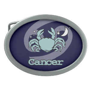 Blue Cancer the crab zodiac astrology belt buckle