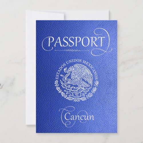 Blue Cancun Passport Save the Date Card