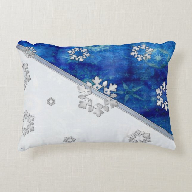 Blue Candle Christmas Accent Pillow (Front)