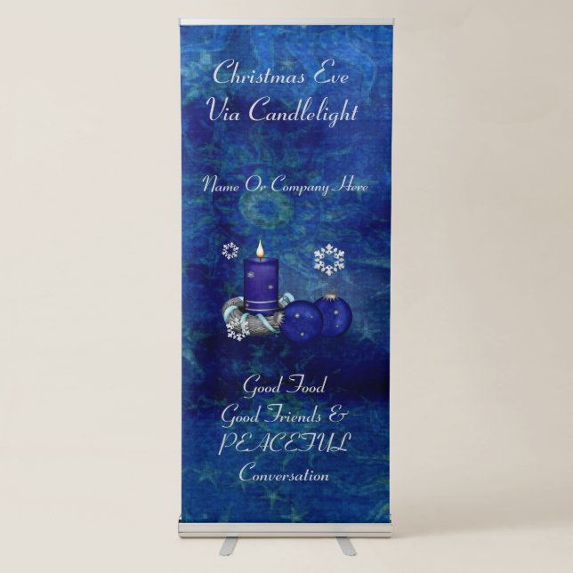 Blue Candle Christmas Retractable Banner (Front)