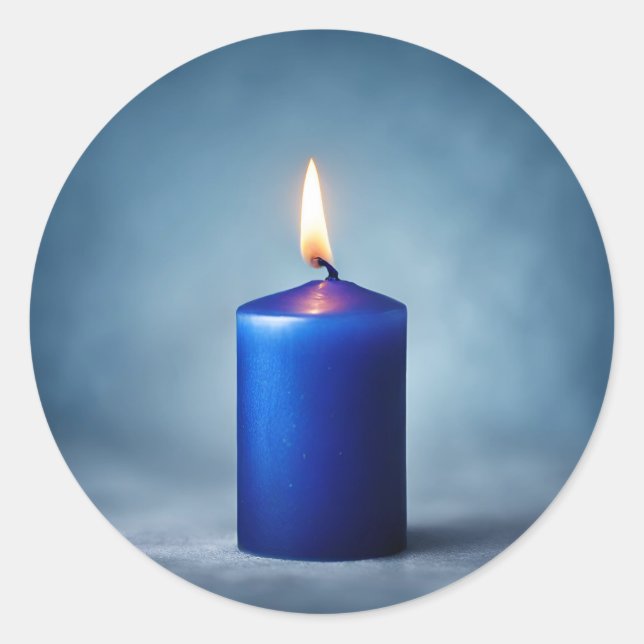Blue Candle  Classic Round Sticker (Front)
