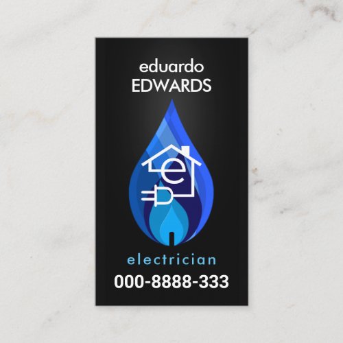 Blue Candlelight Flickering Flame Electrician Business Card