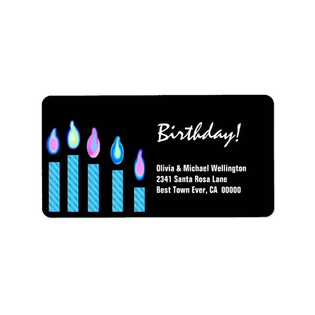 Blue Candles Birthday Label (Front)
