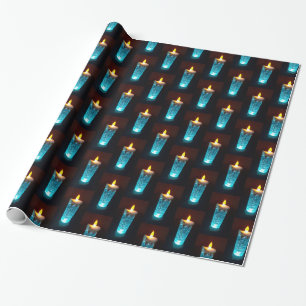 Blue Candles Candlelight Diwali Christmas Wrapping Paper