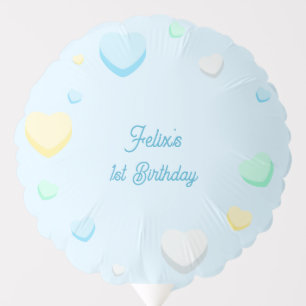 Blue Candy Hearts Sweet One Birthday Balloons