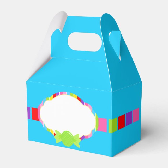 Blue Candyland Inspired Sweet Treat Favor Boxes (Front Side)