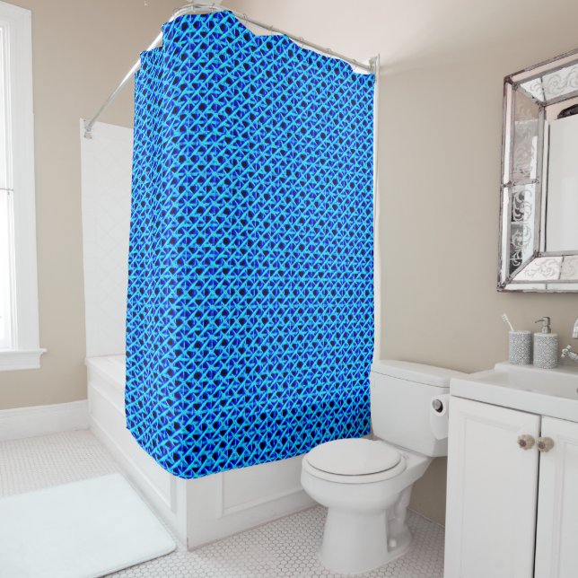 Blue Cane Shower Curtain (In Situ)
