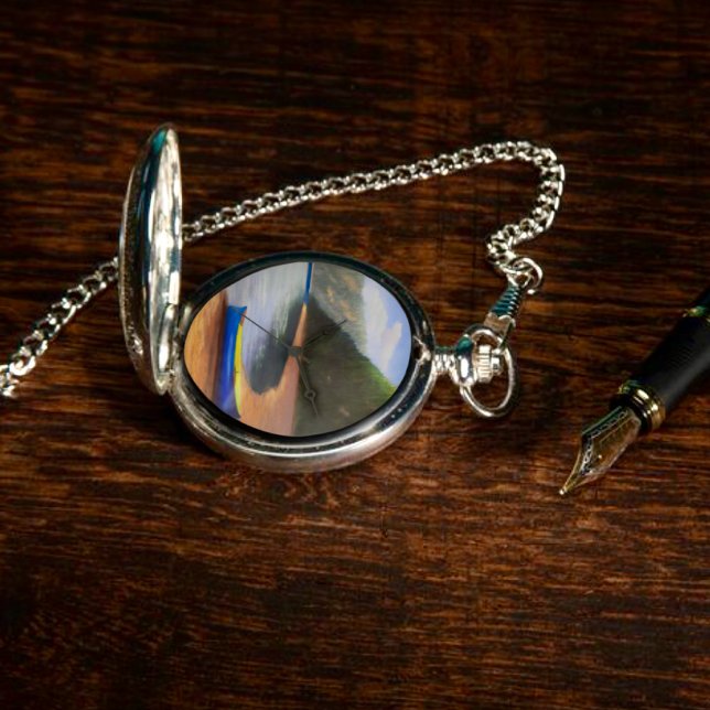 Blue Canoe on the Beach Pocket Watch (Creator Uploaded)