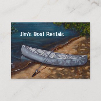 Blue Canoe Painting  Boat Rental Business Business Card by joyart at Zazzle