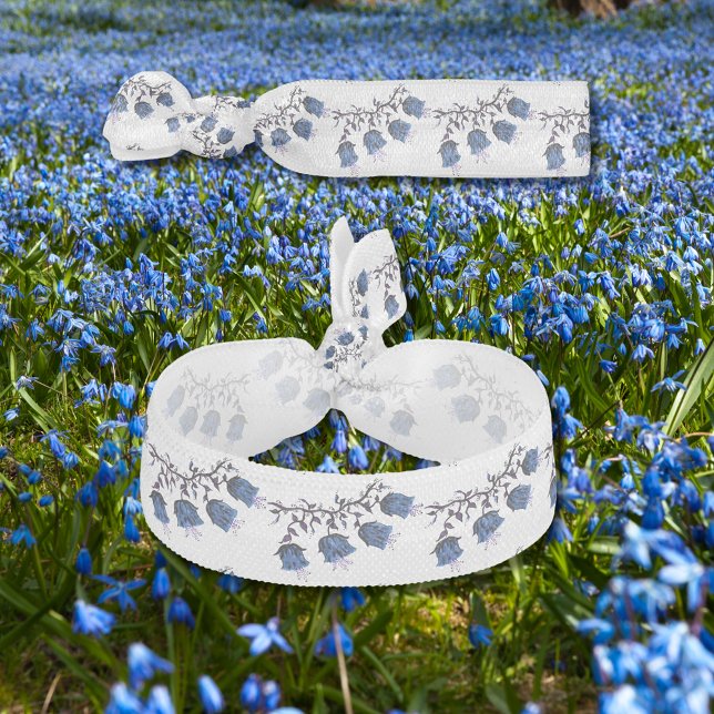Blue Canterbury Bells on Vine Flowers Hair Tie (Zazzle Blue Canterbury Bells on Vine Flowers Hair Tie (Left))