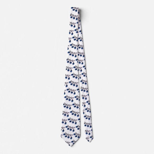 Blue Canterbury Bells on Vine Flowers Neck Tie (Front)