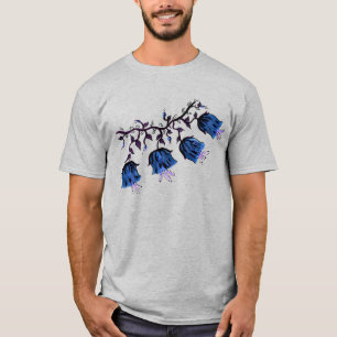 Blue Canterbury Bells on Vine Flowers T-Shirt