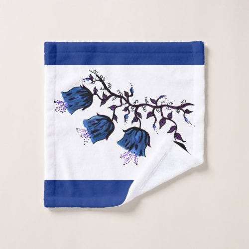 Blue Canterbury Bells on Vine Flowers Wash Cloth