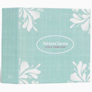 Blue Canvas And White Flowers 3 Ring Binder