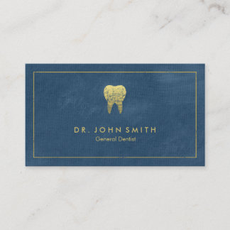 Blue Canvas Golden Frame & Tooth -  Dentist Appointment Card