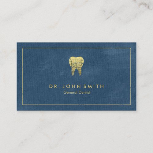 Blue Canvas Golden Frame  Tooth _  Dentist Appointment Card