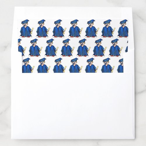 Blue Cap and Gown School Graduation Boy Diploma Envelope Liner