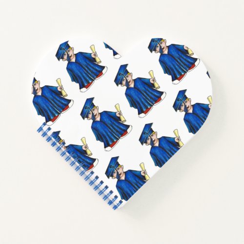 Blue Cap and Gown School Graduation Boy Diploma Notebook