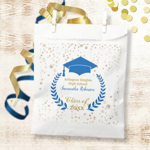 Blue Cap and Laurel Graduation Party Favor Bag
