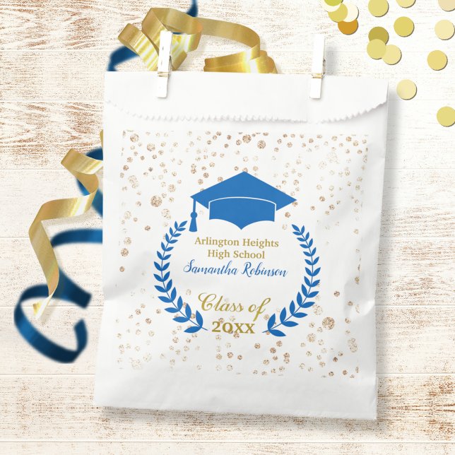 Blue Cap and Laurel Graduation Party Favor Bag (Creator Uploaded)
