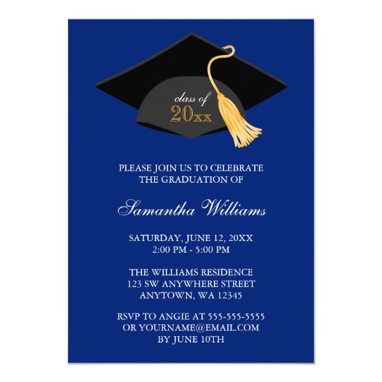 Blue Cap and Tassel Graduation Announcement