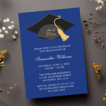 Blue Cap And Tassel Graduation Announcement by printcreekstudio at Zazzle