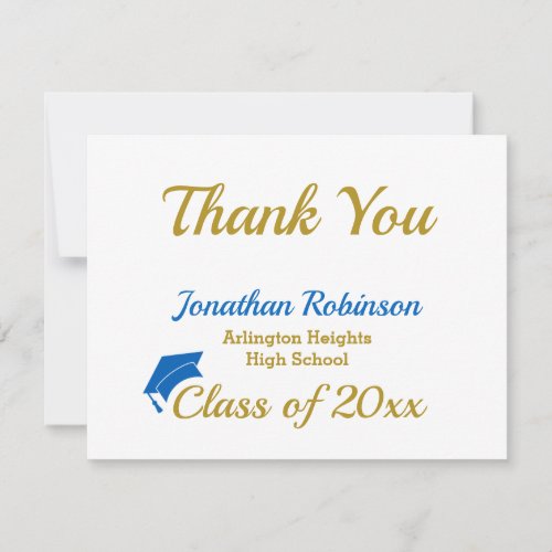Blue Cap Graduation Thank You Card