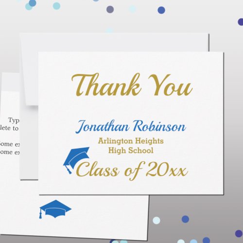 Blue Cap Graduation Thank You Card