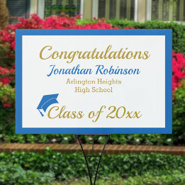 Blue Cap Graduation Yard Sign