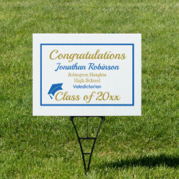 Blue Cap Honors Graduation Yard Sign