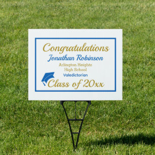 Blue Cap Honors Graduation Yard Sign
