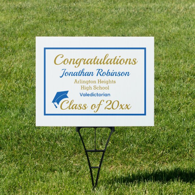 Blue Cap Honors Graduation Yard Sign (Insitu)