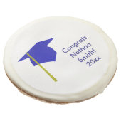 Blue Cap Yellow Tassel Personalized Graduation Sugar Cookie (Angled)
