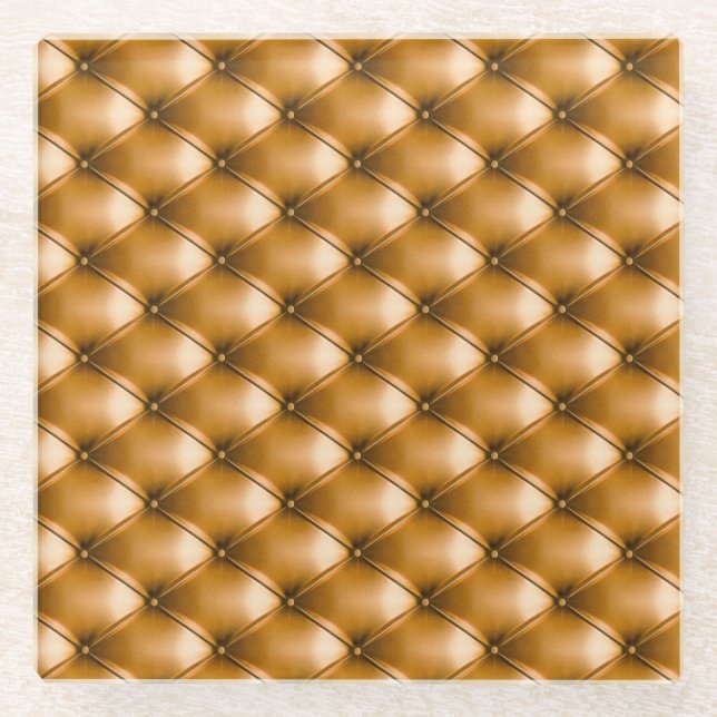 Blue Capitone Textile: Retro Background Glass Coaster (Front)