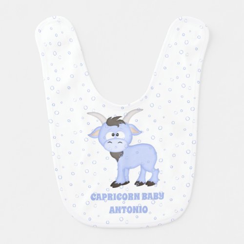 Blue Capricorn Ram Personalized Zodiac Baby Bib