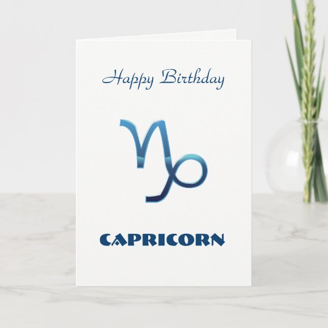 Blue Capricorn Zodiac Signs Happy Birthday Card (Front)