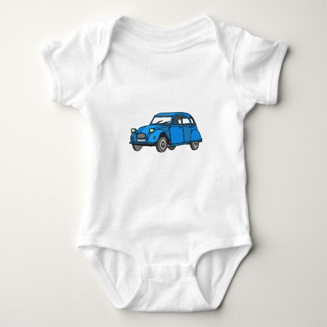 Blue Car (2CV) Baby Bodysuit (Front)