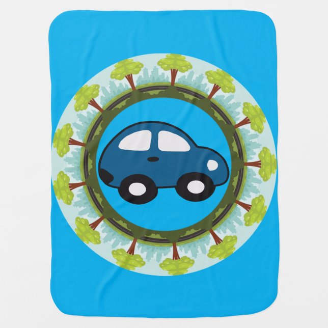 Blue Car Baby Blanket (Front)