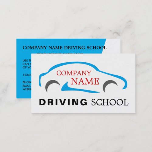 Blue Car Logo Driving School Instructor Business Card