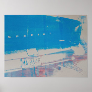 Blue car poster