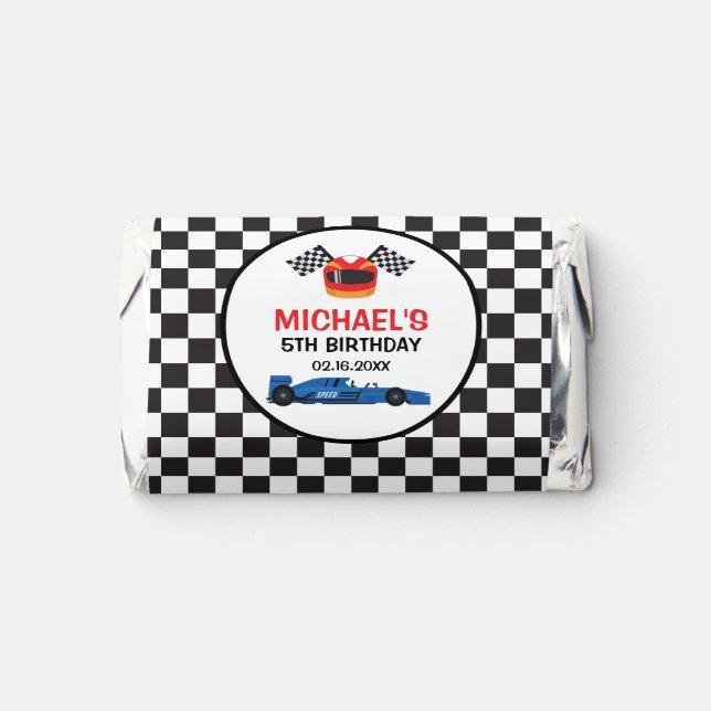 Blue Car Racing Birthday Hershey's Miniatures (Front)