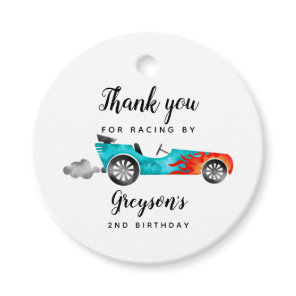 Blue Car Thanks For Racing By Birthday  Favor Tags