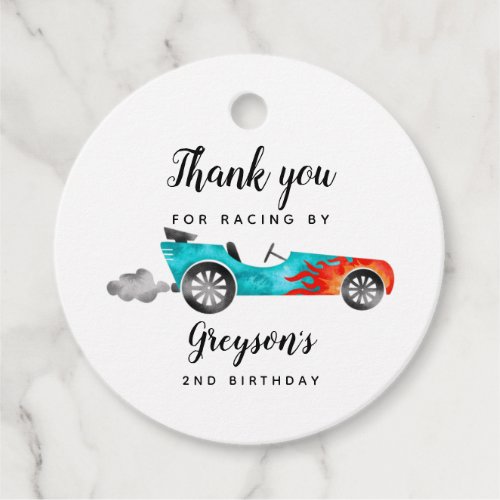 Blue Car Thanks For Racing By Birthday  Favor Tags