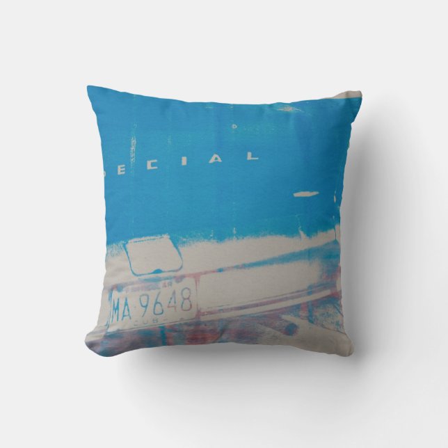 Blue car throw pillow (Front)