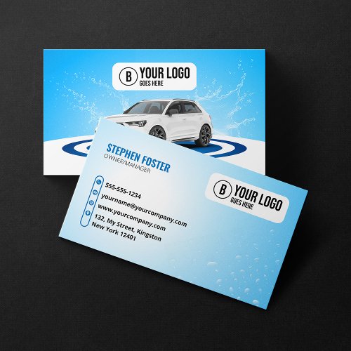 Blue Car Wash Auto Detailing Auto Cleaning Waxing Business Card