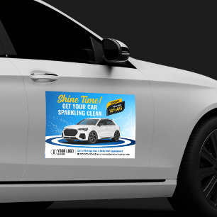 Blue Car Wash Auto Detailing Auto Cleaning Waxing Magnet