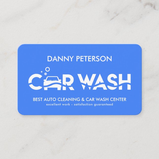 Blue Car Wash Water Wave Layer Business Card (Front)