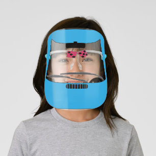 Blue Car Windshield with Fuzzy Dice Kids' Face Shield