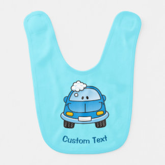 Blue car with bubbles baby bib