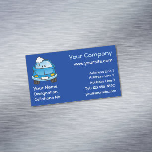 Blue Car with Bubbles Business Card Magnet